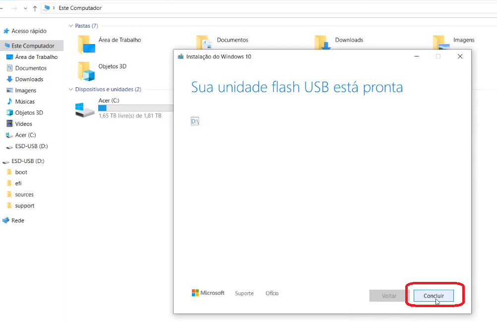 como bootar um pendrive com windows 10